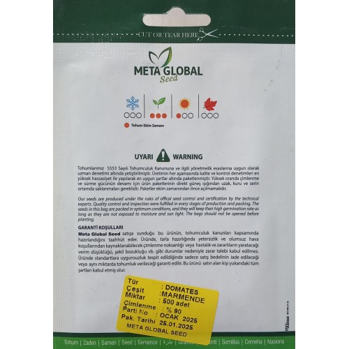 Meta Global Seed - Köy Domatesi Köy tip Marmende 500 adet