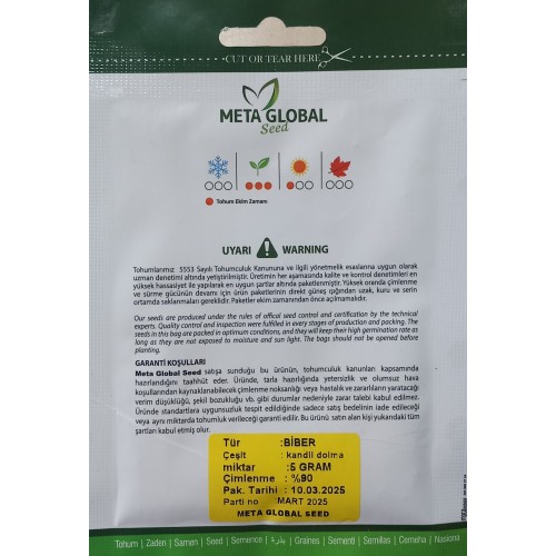 Meta Global Seed - Biber Kandil Dolma Sarı 5 gr 