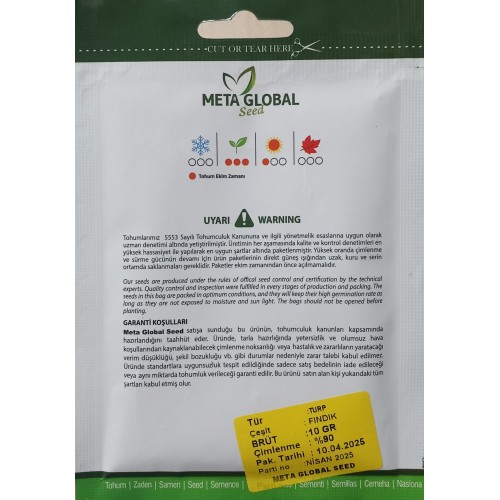 Meta Global Seed - Turp Fındık 10 gr