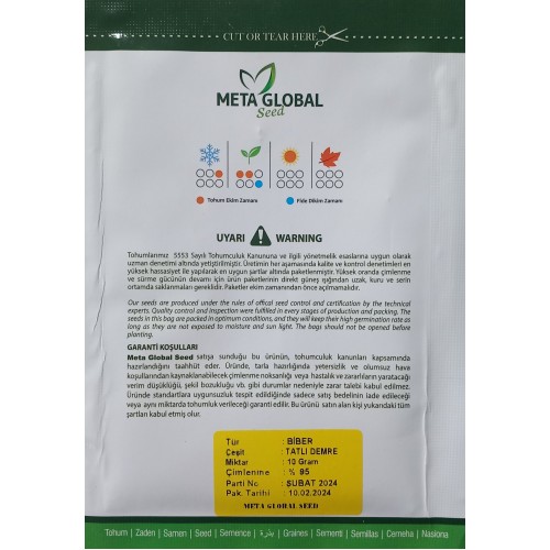 Meta Global Seed - Biber Tatlı Demre 10 gr 