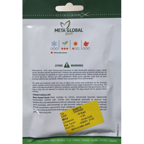 Meta Global Seed - Bamya Dikensiz 10 gr 