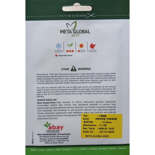 Meta Global Seed - Tere Geniş Yaprak 5 gr