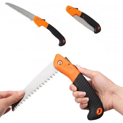 Katlanabilir Budama Testeresi – Bahçe ve Ağaç İşleri İçin Taşınabilir El Testeresİ, Kilit Mekanizmalı Bıçkı, Keskin Diş Yapılı Katlanabilir Bahçe Testeresi