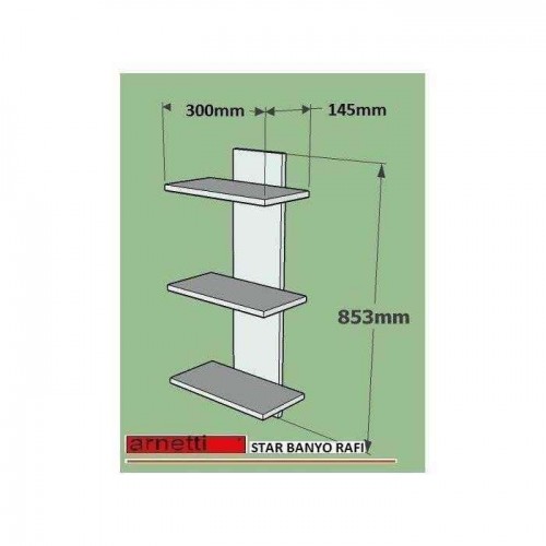 Mobilya Duvar Rafı 3 raflı - Banyo Mutfak için