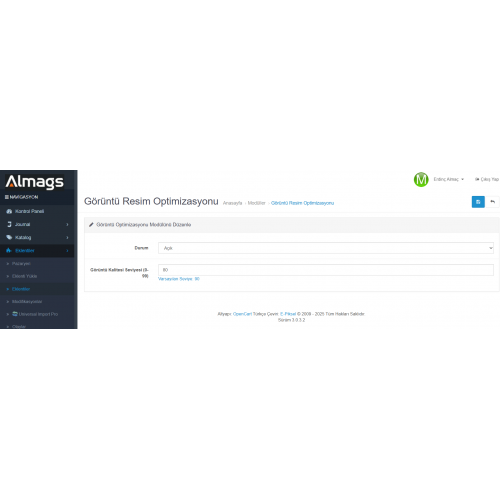 Opencart 3.X.X için ocmod resim optimizasyon eklentisi.​