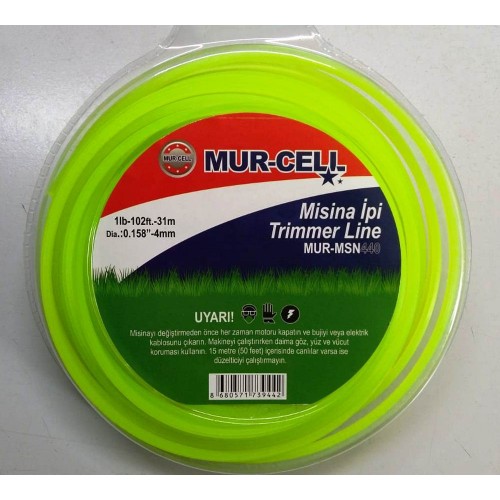 Mur-cell misina 6 köşe plastik ambalaj 4.0 mm 31 mt