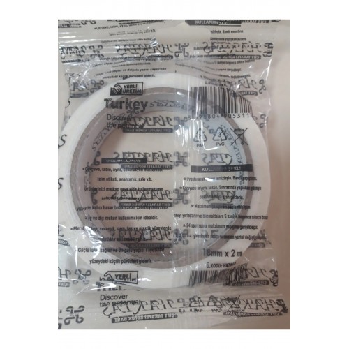 Haktaş çift Taraflı Köpük Bant / 18 Mm X 2 Mt