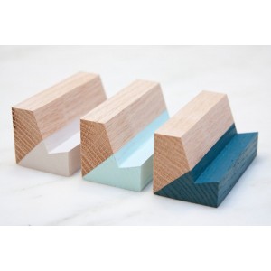 Kırmızı-Mavi-Beyaz Meşe Ahşap Kartvizitlik Tek parça 