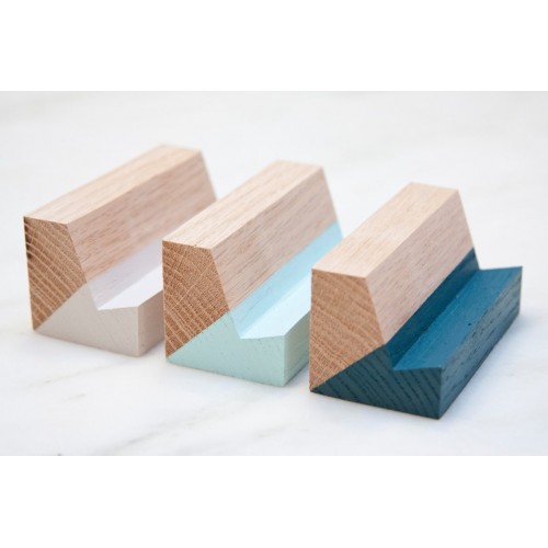 Kırmızı-Mavi-Beyaz Meşe Ahşap Kartvizitlik Tek parça 