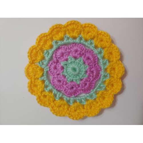 Bardak altlığı El yapımı örgü  - Çap 10 cm-Karışık 