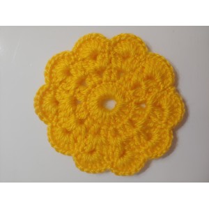 Bardak altlığı El yapımı örgü  - Çap 10 cm-sarı