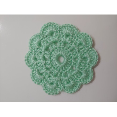 Bardak altlığı El yapımı örgü  - Çap 10 cm-Yeşil