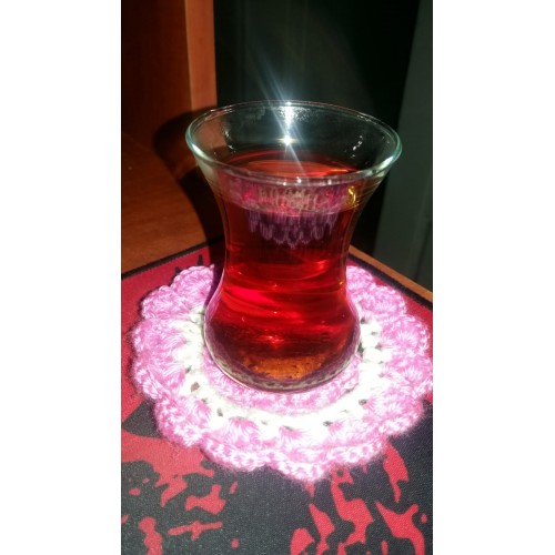 Bardak altlığı El yapımı örgü  - Çap 10 cm-Eflatun