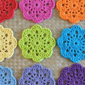 Bardak altlığı El yapımı örgü  - Çap 10 cm-sarı