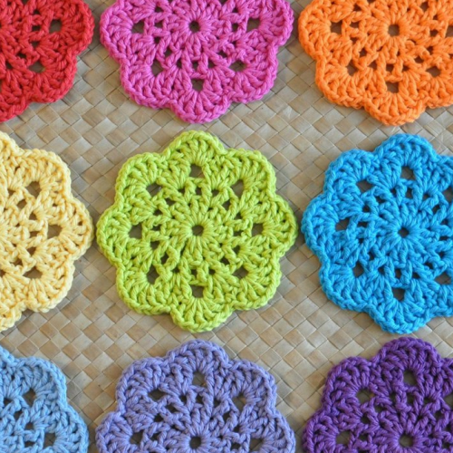 Bardak altlığı El yapımı örgü  - Çap 10 cm-sarı