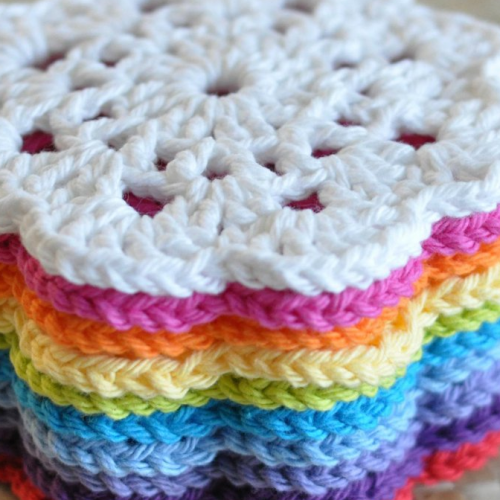 Bardak altlığı El yapımı örgü  - Çap 10 cm-Eflatun