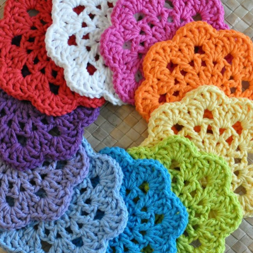 Bardak altlığı El yapımı örgü  - Çap 10 cm-Karışık 